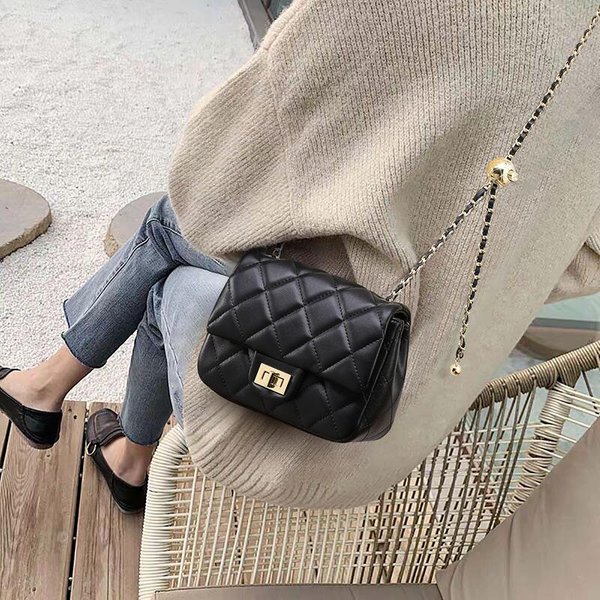 Nuevo Bolso Bandolera De Cuero Genuino Para Mujer A La Moda Y VersáTil Bolso De Cadena De Diamantes Bolso De Hombro Gray-image