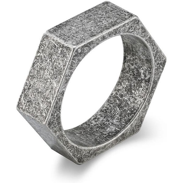 Anillo Hexagonal Liso Grabado De Acero De Titanio Estilo FríO Neutro Para Hombre Anillo De Acero Inoxidable Personalizado Nicho De Moda 12# Gray-image