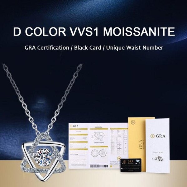 Collar De Oro Blanco De 14K Con AutéNtica Moissanita GRA Para Mujer Plata De Ley 925 0.5Ct Collar De Diamante De Laboratorio JoyeríA Fina 45Cm Gray-image