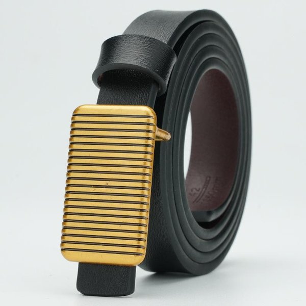 CinturóN De Mujer CinturóN De Cuero Genuino VersáTil CinturóN Para Jeans CinturóN Para Falda CinturóN Con Hebilla De Pin 105Cm Black-image
