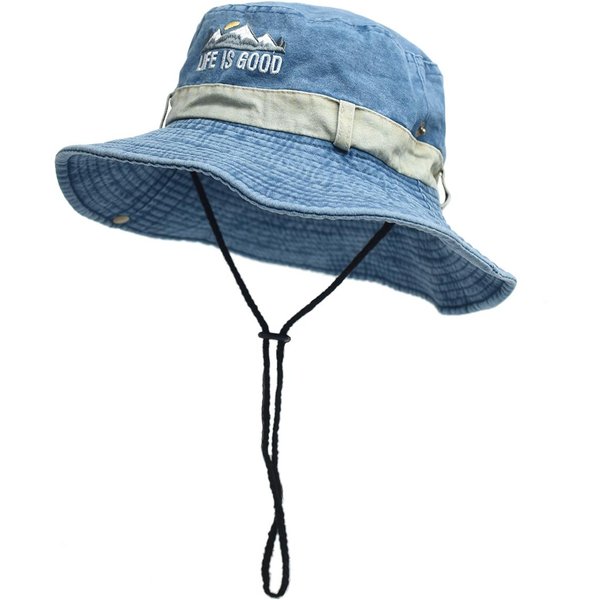 Sombrero De Pescador De Verano Para Hombre ProteccióN UV Al Aire Libre Ala Ancha Panamá Safari Caza Senderismo Sombrero De Pescador Gorra Protectora Solar Para La Playa-image