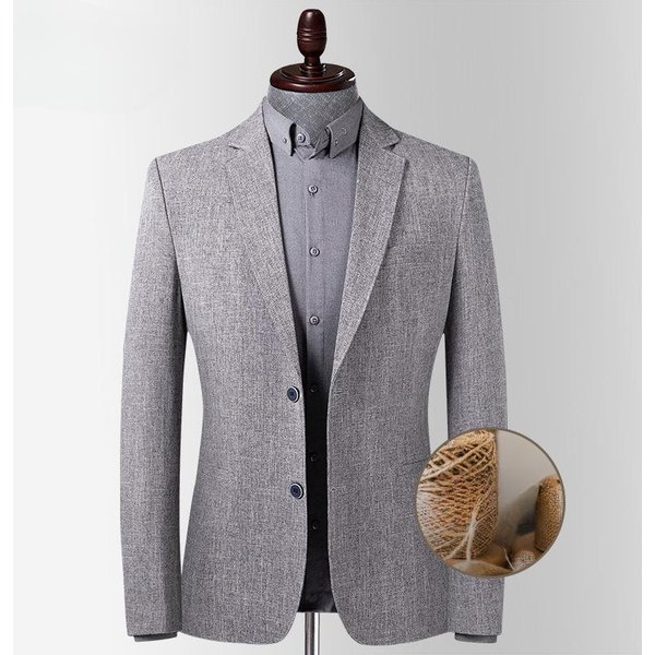 Traje De Primavera Y Verano Para Hombre, Traje Informal Fino Con Abertura Entallada, Traje PequeñO, Chaqueta De Lino Para Hombre 4XL-image