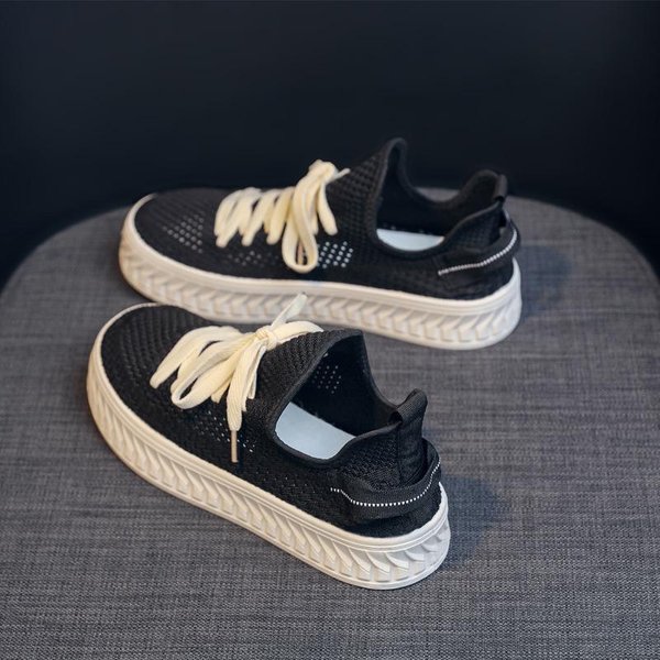 Zapatos De Verano Para Mujer Transpirables Con Malla Hueca Para Mujer Zapatos Con Suela Gruesa Para Aumentar La Altura Zapatos Tipo Bizcocho Esponjoso 41 Gray-image