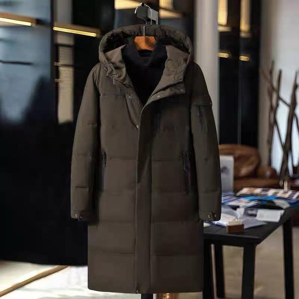 Nueva Chaqueta De Plumas De Invierno Para Hombre Larga Gruesa CáLida Abrigo De Plumas Para Hombre Chaqueta Acolchada De Invierno Con Capucha Parka Ropa Exterior Negra Xxxxl MarróN Oscuro-image