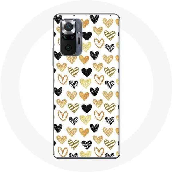 Funda Para Xiaomi Redmi Note 10 Pro Fondo De Textura Abstracta Corazones Negro Amarillo Y Gris-image
