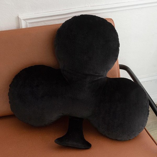AlgodóN Relleno Suave De PlumóN Peluche De PóKer Almohada Suave Rojo Negro Pica Diamante CorazóN TréBol Soporte Lumbar Sofá Silla Cama DecoracióN Regalo-image