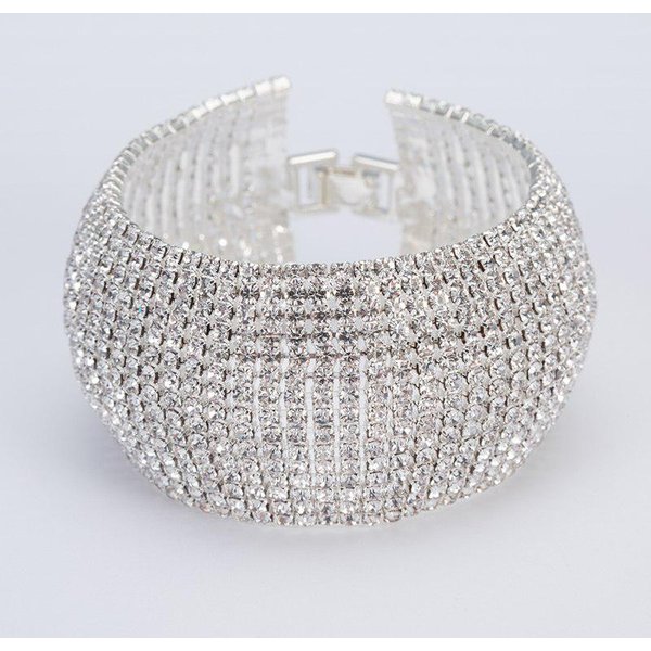 BiżUteria Dla Kobiet Luksusowa Klasyczna Bransoletka Crystal Pave Link Bransoletka Akcesoria Weselne White-image