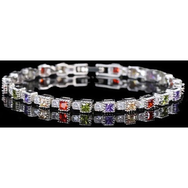 Vintage 925 Sterling Silver Szmaragdowy Kamień Szlachetny Bransoletka Z WisząCą Ozdobą śLubna Bransoletka Koktajlowa Fine Jewelry Gray-image
