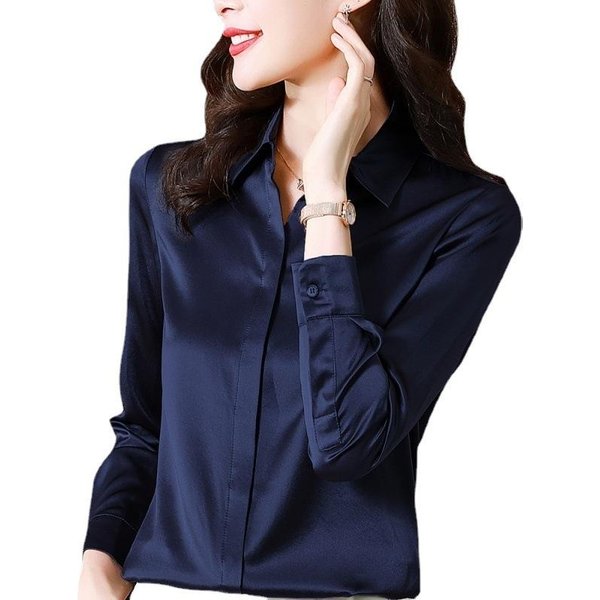 Camisa Blanca Para Mujer, Estilo Primavera Y OtoñO, DiseñO Sense Niche Inch Clothes, Camisa Profesional De Manga Larga Sense Para Mujer, Antiarrugas Para Mujer 3XL Black-image