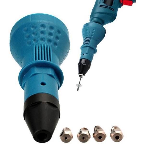 Adaptador De Pistola Remachadora EléCtrica, Herramienta Remachadora De Taladro, Tuerca De InsercióN De Taladro InaláMbrico Para Persiana De 2,4 A 4,8Mm Azul-image
