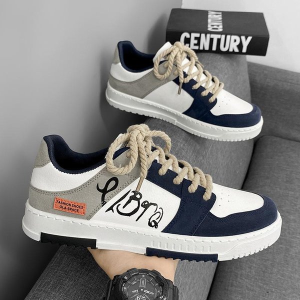 Nuevos Zapatos Informales Para Hombre, Zapatillas Informales Con Plataforma, Zapatillas Con Cordones, Zapatillas Para Estudiantes, Zapatos Vulcanizados Para Hombre 39-image