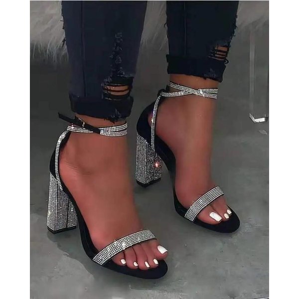 Modne Damskie SandałY Na Obcasie Z KryształKami Seksowne Przezroczyste SandałY Na Wysokim Obcasie Damskie Nowe Letnie Buty Na Imprezę Damskie CzółEnka Plus Rozmiar 44 41-image