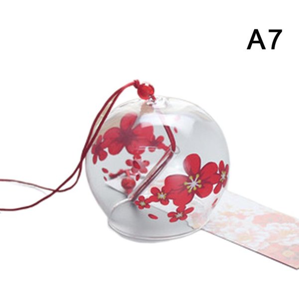 Campanillas De Viento De Cristal Estilo JaponéS ArtesaníA Colgante Campana De Viento DecoracióN Del Hogar PatróN De Flor De Cerezo Sakura White-image