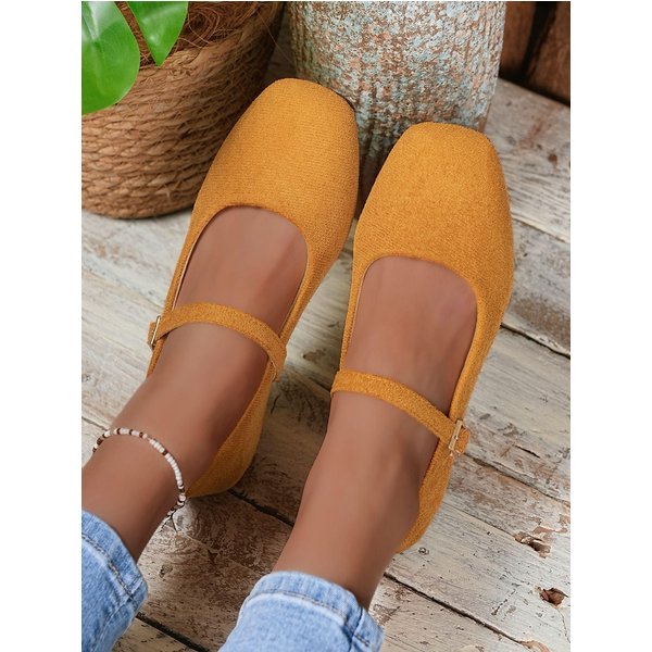 Retro Zamszowe Mary Jane Dla Kobiet, Kwadratowy Nosek, Jeden Pasek, Niski Dekolt, PłAskie Buty, Rozmiary Plus Size Do EU 43 38 Orange-image