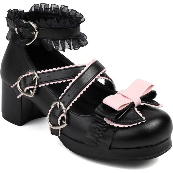 Lolita Damskie Buty Mary Jane CzółEnka Platforma Gruby Obcas Pasek Na Kostce Mundurowe Buty Wizytowe Na Obcasie Gotyckie Oksfordki DużY Rozmiar 48 48 Black-image