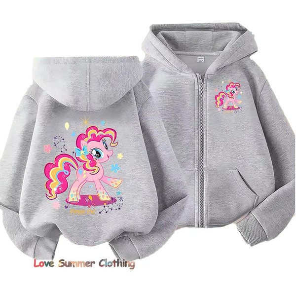 DziewczęCa Bluza Z Kapturem Zapinana Na Zamek, Uroczy Kucyk, Jesienna Kurtka Z Kapturem Dla DziewcząT, Zapinana Na Zamek, Little Pony, Jesienny Pulower, Casualowa Bluza Z Kapturem, Rozmiar 100-160 120 White-image