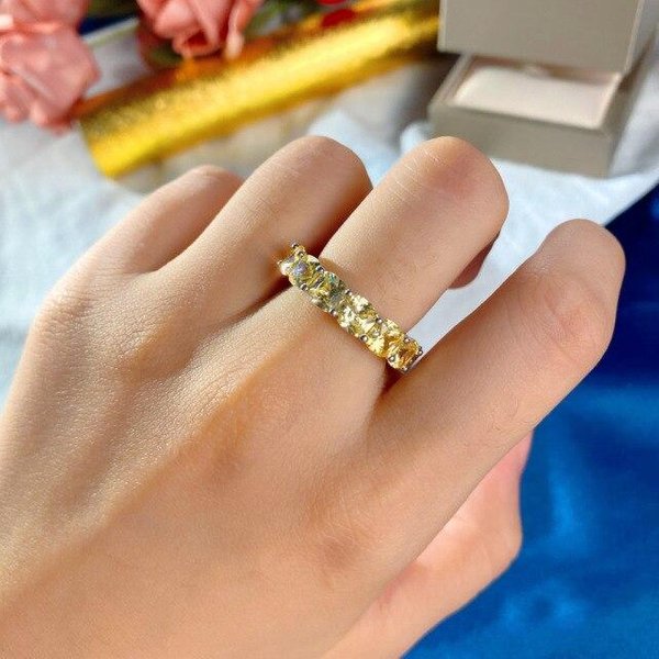 Wong Rain 925 Srebro Sterlingowe ŻółTy Stworzony Moissanite Diamenty Kamień Szlachetny ObrąCzka ŚLubna PierśCionek ZaręCzynowy BiżUteria Hurtowa 8-image