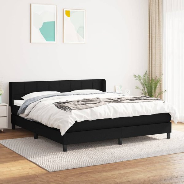 Cama Continental Con ColchóN, Negra, Tela 180X200 Cm-image