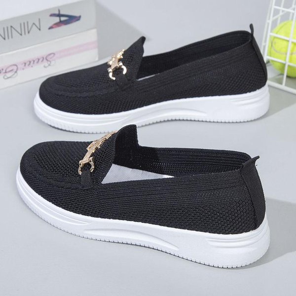 Nuevos Zapatos De Tela De Verano Para Mujer, Zapatos Transpirables Joker Para Mediana Edad Y Personas Mayores, Zapatos Informales Antideslizantes De Fondo Suave Con Un Pedal. 41 Negro-image