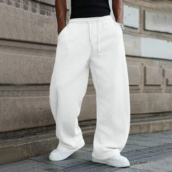 Pantalones De CháNdal Para Hombre Con CordóN, Ajuste Holgado, Joggers Casuales Para El Uso Diario S Blanco-image