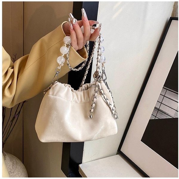 Bolso De Cadena Cruzado Estilo Chino Bolso De Hombro Estilo Chino Bolso PequeñO De Mano Con Pliegue De Nube Bolso Cruzado De Un Hombro Bolso Dorado De Axila 20 * 14 * 8CM Brown-image