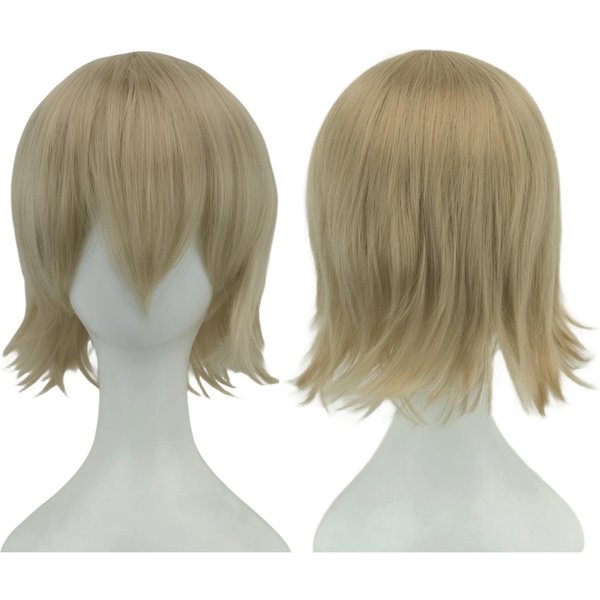 Syntetyczny Unisex 12 Cali KróTkie WłOsy Cosplay Na Imprezę Peruki BOB Z Grzywką RóżOwy Blond PomarańCzowy Kostium Na Halloween Peruka Lolita 12Inches Gray-image