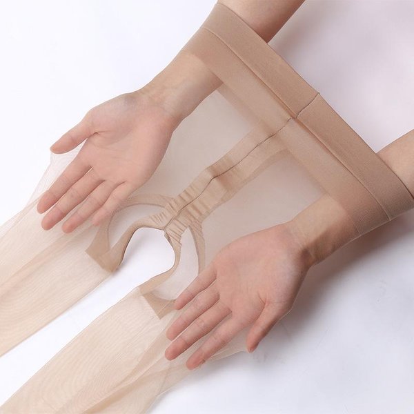 Medias Transparente De Nylon Ultra-Finas Con Entrepierna Abierta sexy Para Mujer, Medias EláSticas Transpirables Para Mujer S-XL Beige-image