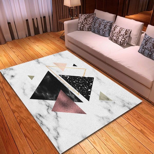 Nordyckie Geometryczne Dywany Marmurowe Zmywalne AntypośLizgowe Dywaniki Do Salonu Sypialni Pokoju Nastolatka Dekoracja Domu Maty PodłOgowe 40X60Cm Black-image