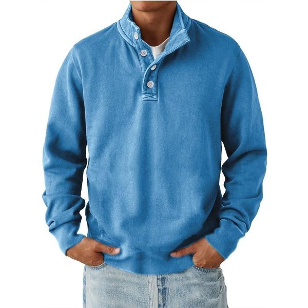 MęSka BawełNiana Bluza Henley Z DłUgim RęKawem, Casualowa, Z ZapięCiem Na Guziki, Ze StóJką, WkłAdana Xxxl-image