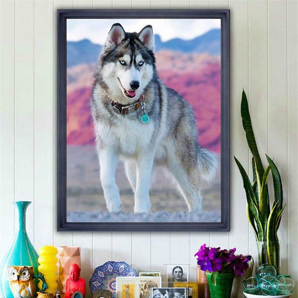 5D DIY Diament Malarstwo „DorosłY Husky” Haft Cross Stitch Rhinestone Mozaika Malarstwo Decor 50X70CM-image