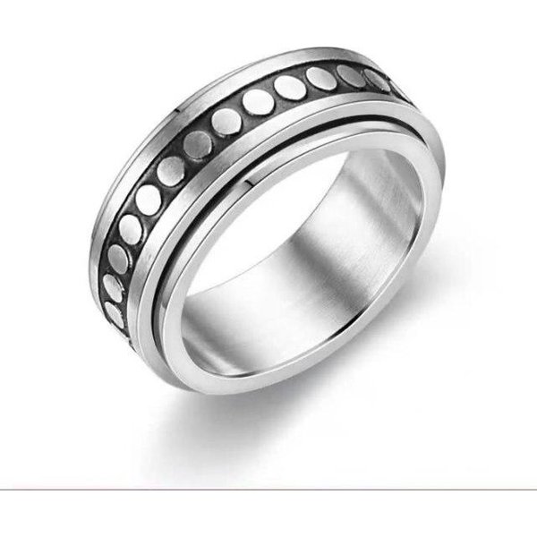 1PC PierśCień LęKowy Dla Kobiet Spinner Fidgets Rings Stal Nierdzewna Obracaj Się Swobodnie Obracaj Antystresowe Akcesoria BiżUteria Prezenty 7 White-image