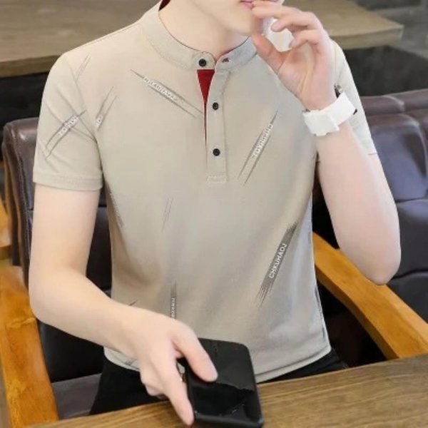 Camiseta Polo De Manga Corta De AlgodóN Puro Para Hombre, Estilo Informal, Con Solapa Y Estampado Juvenil, Para Verano 4XL Gray-image