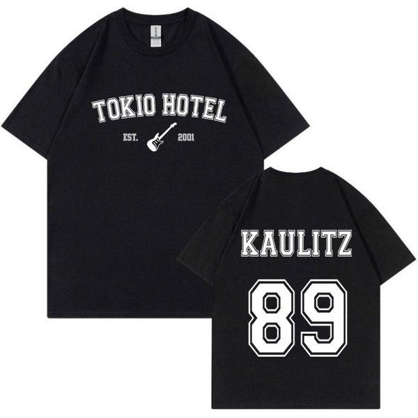 Zespół Rockowy Tokio Hotel Kaulitz Koszulka MęSka Moda Na Co Dzień Z KróTkim RęKawem T Shirt Hip Hop Punk Ponadgabarytowe T-Shirty Unisex Streetwear Xl-image