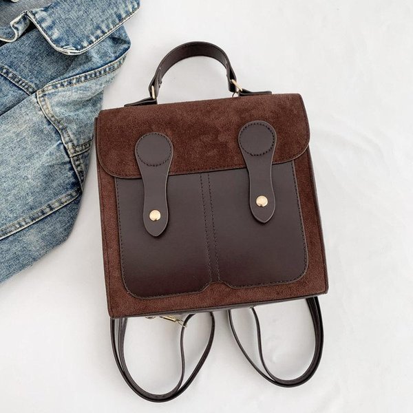 Bolso De DiseñO De Nicho Para Mujer Mochila Nueva Retro De Mano Coreana Casual Mochila De Color SóLido-image
