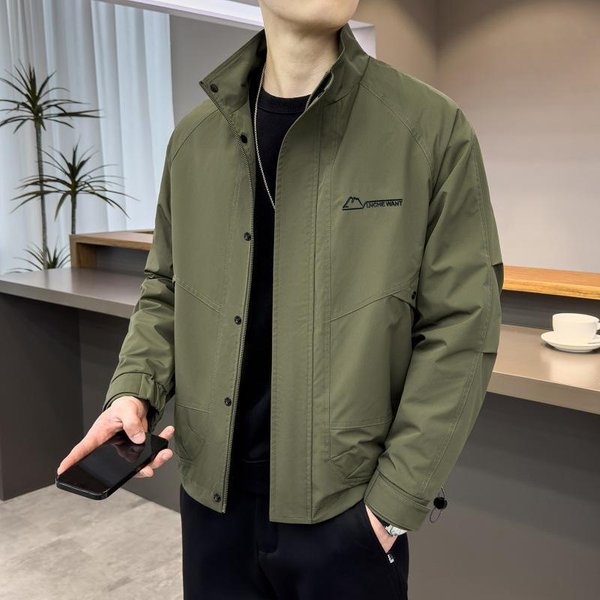 Chaqueta De Cuello Mao Para Hombre Primavera Y OtoñO Nueva Tendencia VersáTil Casual Primavera Suelta Para Exterior 4XL Gray-image