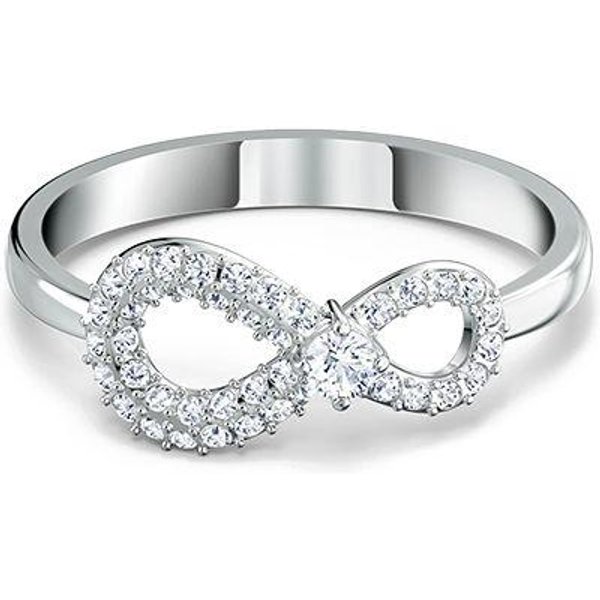 Anillo Swarovski Infinity Amor Eterno Chapado En Rodio Para Mujer Blanco 5535410 55 White-image