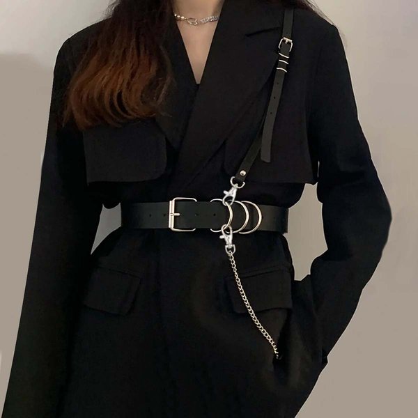 Moda Para Mujer CorséS CinturóN Ancho Corsé De Cuero GóTico Bajo El Busto Crop Color SóLido Chaleco Ajustable CinturóN De Cintura Accesorios De Ropa Black-image