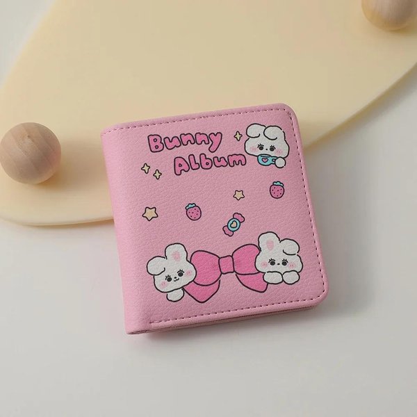 Kawaii KreskóWkowy KróLik SkóRzany Portfel Dla Dzieci Uroczy PrzenośNy Portfelik Na Karty I Monety Dla Dziewczynki Gray-image