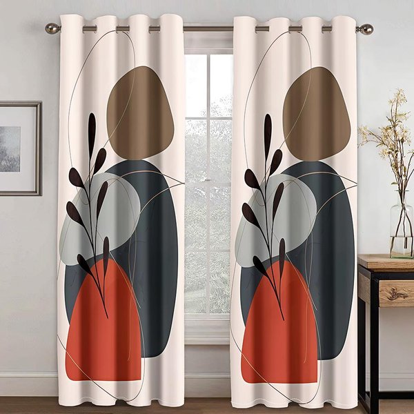 Arte Abstracto Colorido Obras De Arte Morandi Cortinas De Ventana Para NiñOs Persianas Para Sala De Estar Dormitorio BañO Cocina Puerta DecoracióN Del Hogar 2 Piezas W60X150H(Cm)X2Pcs&Hook-image