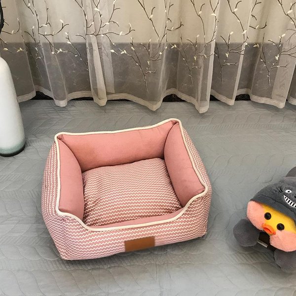 Caseta Para Perro Cuadrada Producto Nuevo Desmontable Y Lavable Nido Para Gato Nido Para Mascota CojíN Para Mascota Verano Transpirable AlgodóN Lino CojíN Para Mascota Y837YY-L- Gray-image