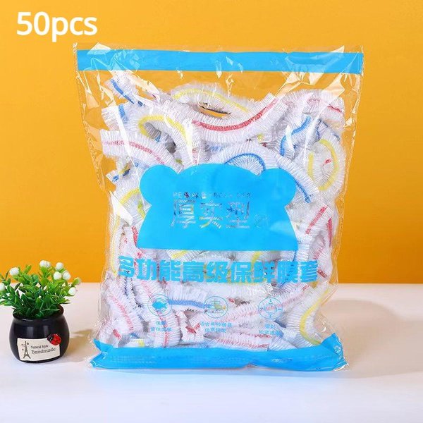 Kolorowa Jednorazowa OsłOna Na żYwność Saran Wrap OsłOna Jelita Food Grade śWieżO UtrzymująCa Się Plastikowa Torba Akcesoria Do LodóWki Kuchennej 50Pcs Multikolor-image