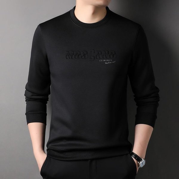 Camisetas De Moda Para Hombre En Primavera Nuevas Sudaderas Coreanas Para Hombre Con Letra Cuello Redondo Casuales Y De Moda Camisas Base Exteriores 4XL Black-image