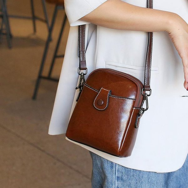 Torba Na Telefon KomóRkowy Z Prawdziwej SkóRy Mini MałA Torba Torba Damska Jesień I Zima Nowa Torba Na Ramię Crossbody Mini MałA Torba Gray-image