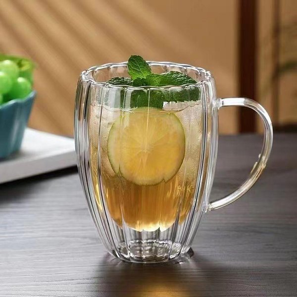 Taza De Rayas Vasos De Vidrio De Doble Pared Taza De Agua De Borosilicato Alto Desayuno Avena Leche Café Taza De Agua Vasos De Vidrio 50-500Ml-image