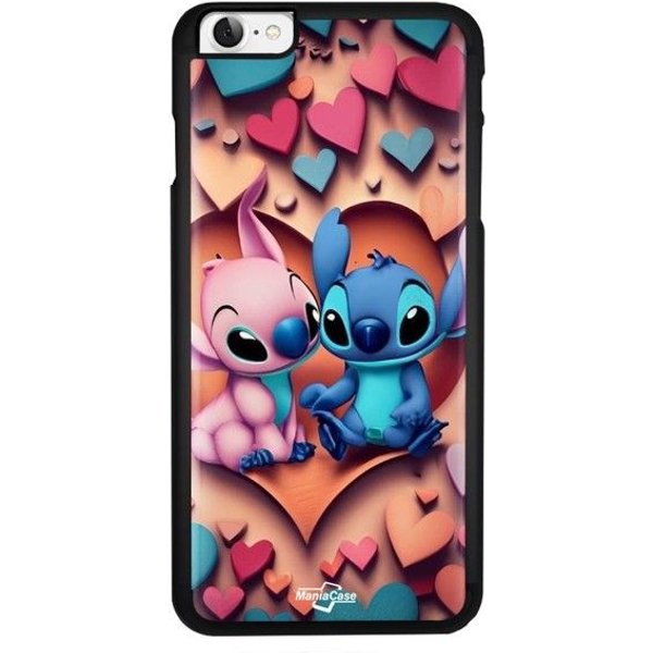 Coque De TéLéPhone - Maniacase - Iphone SE 2020 - Souple - Silicone - Stitch Angel Coeur Coloré Negro-image