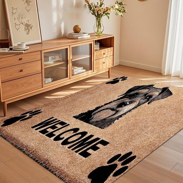 Wyprzedaż Schnauzer Motyw ZwierzęCy Dywanik Powitalny AntypośLizgowy Odporny Na ZużYcie Dekoracyjny Dywanik PodłOgowy Do Salonu Sypialni Przedpokoju 50X80Cm-image