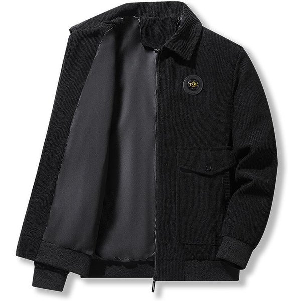 Nueva Chaqueta De Pana Para Hombres JóVenes Y De Mediana Edad Abrigo Fino De Primavera Y OtoñO Solapa Superior Cuello Alto Chaqueta De Talla Grande 5XL Black-image