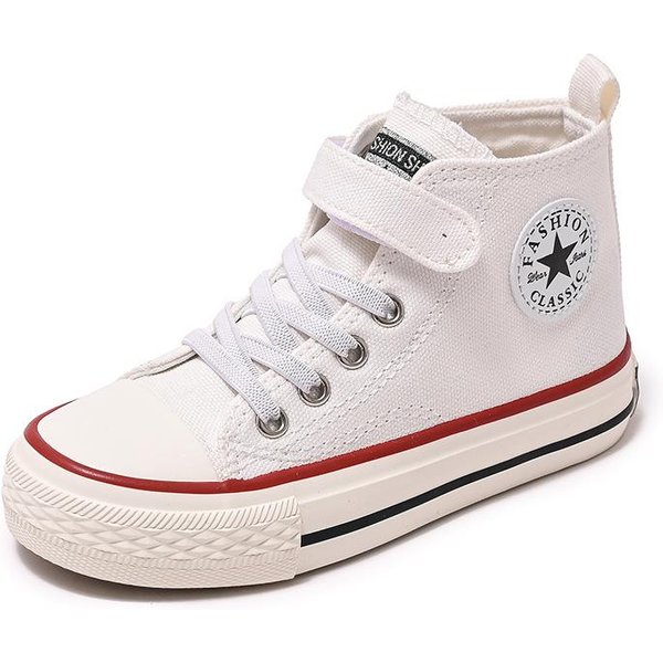 Zapatos De Lona De CañA Alta Para NiñOs Zapatos De Tela Para NiñOs Zapatillas De Deporte Para NiñAs 26 Blanco-image