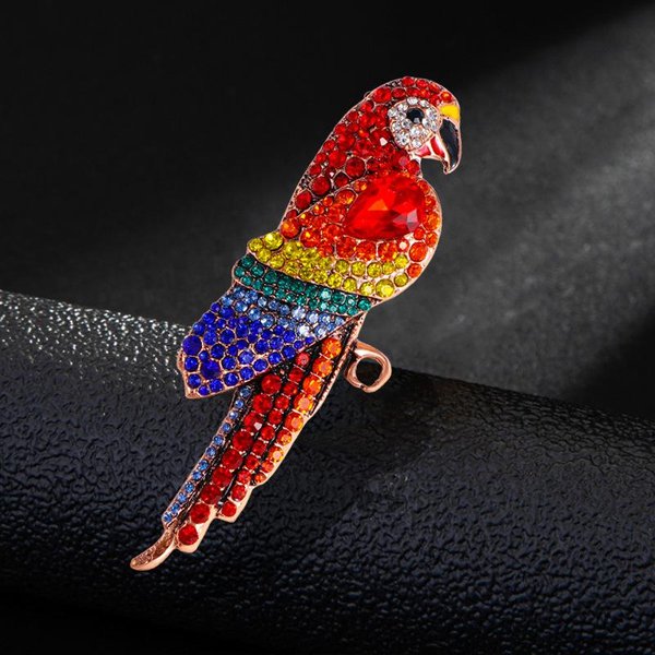 Vintage Damskie MęSkie Papuga Ptak Kryształ CiężKi Przemysł Odznaki Broszki Retro Klasyczne WspaniałE Cyrkonie Unisex Przypinki BiżUteria-image