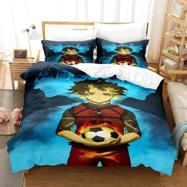 Drukowany W 3D Anime Blue Lock Bachira Zestaw PośCieli Poszwa Na KołDrę Poszewka Na Poduszkę Zestaw PośCieli PośCiel Arkusz Pokrowiec Na KołDrę Rozmiar Full Queen King 70X133Cm 2Pcs-image